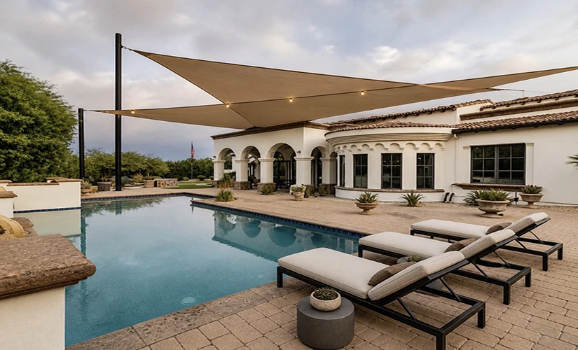 Planned pool shade sail improvement