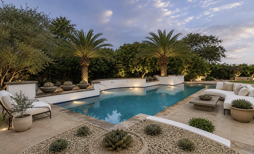 Planned refreshed pool landscaping